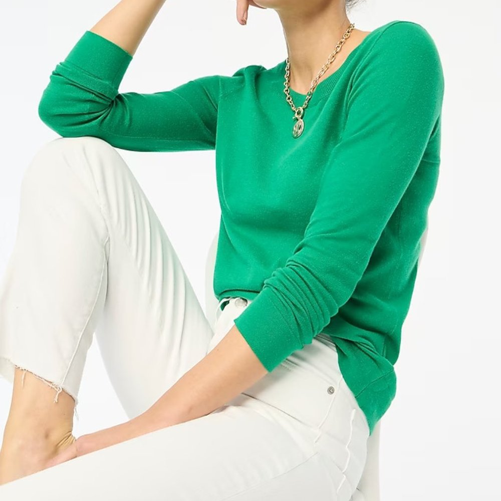 J.Crew Green Cotton Teddie Sweater S